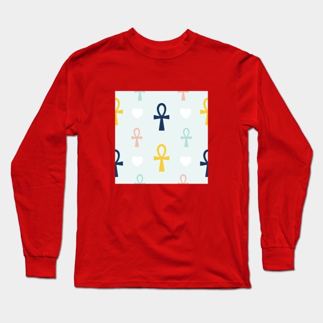 Colorful Ankh Pattern Long Sleeve T-Shirt by FromTheAshes